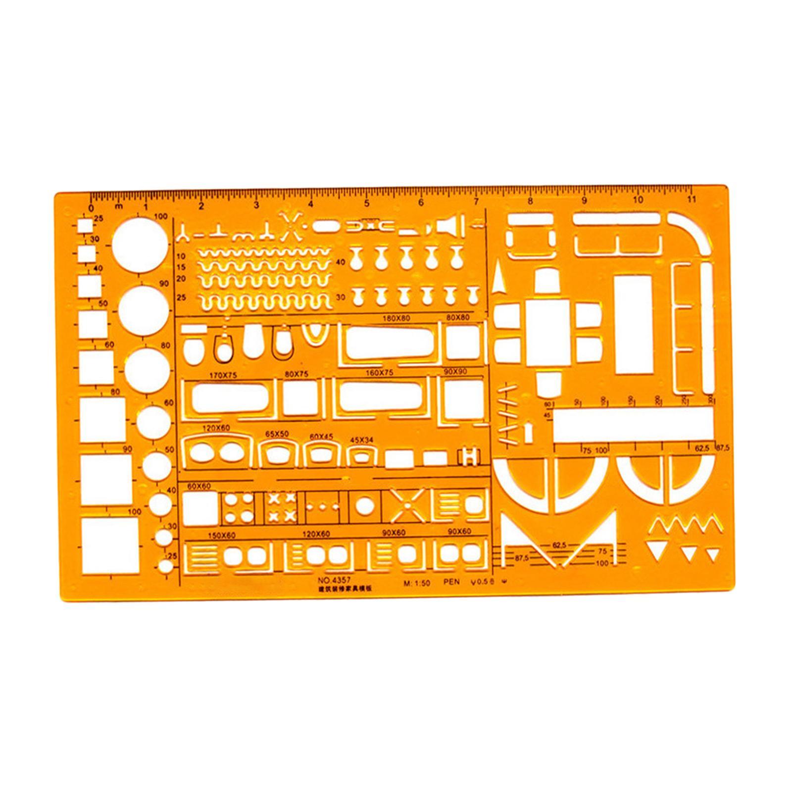 Architecture Templates Ruler Stencil Drafting Tools 1:50 Scale Measuring