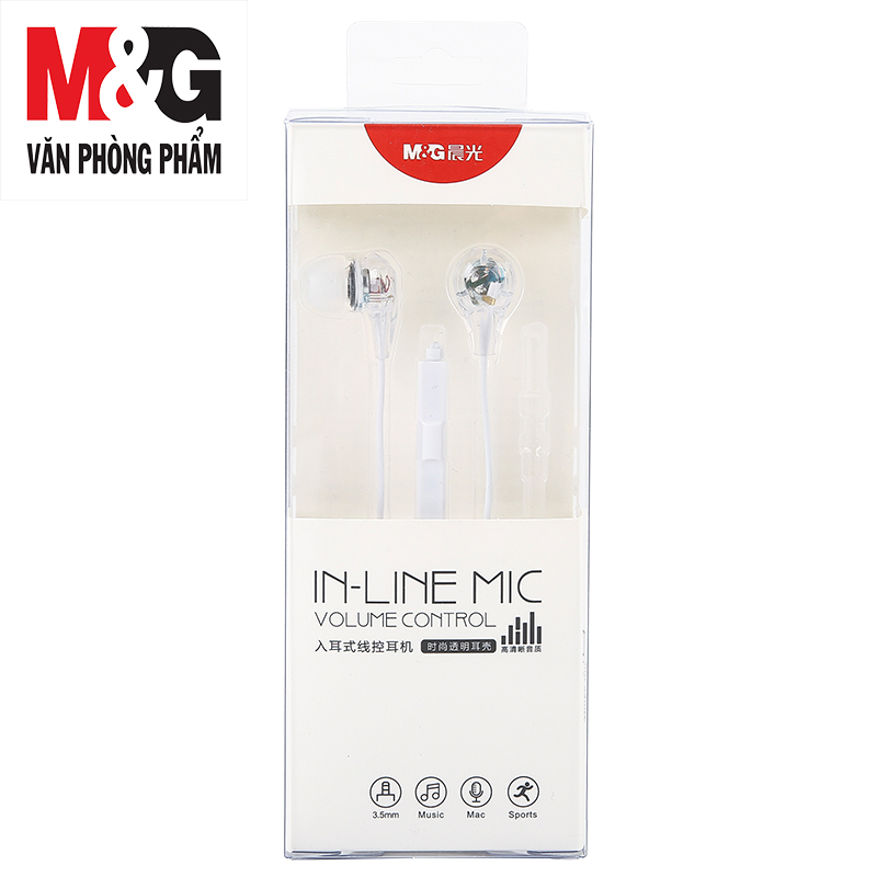 Tai Nghe Dây M&G ADG979C5 Thiêt Kế Trong Suốt Jack 3.5mm