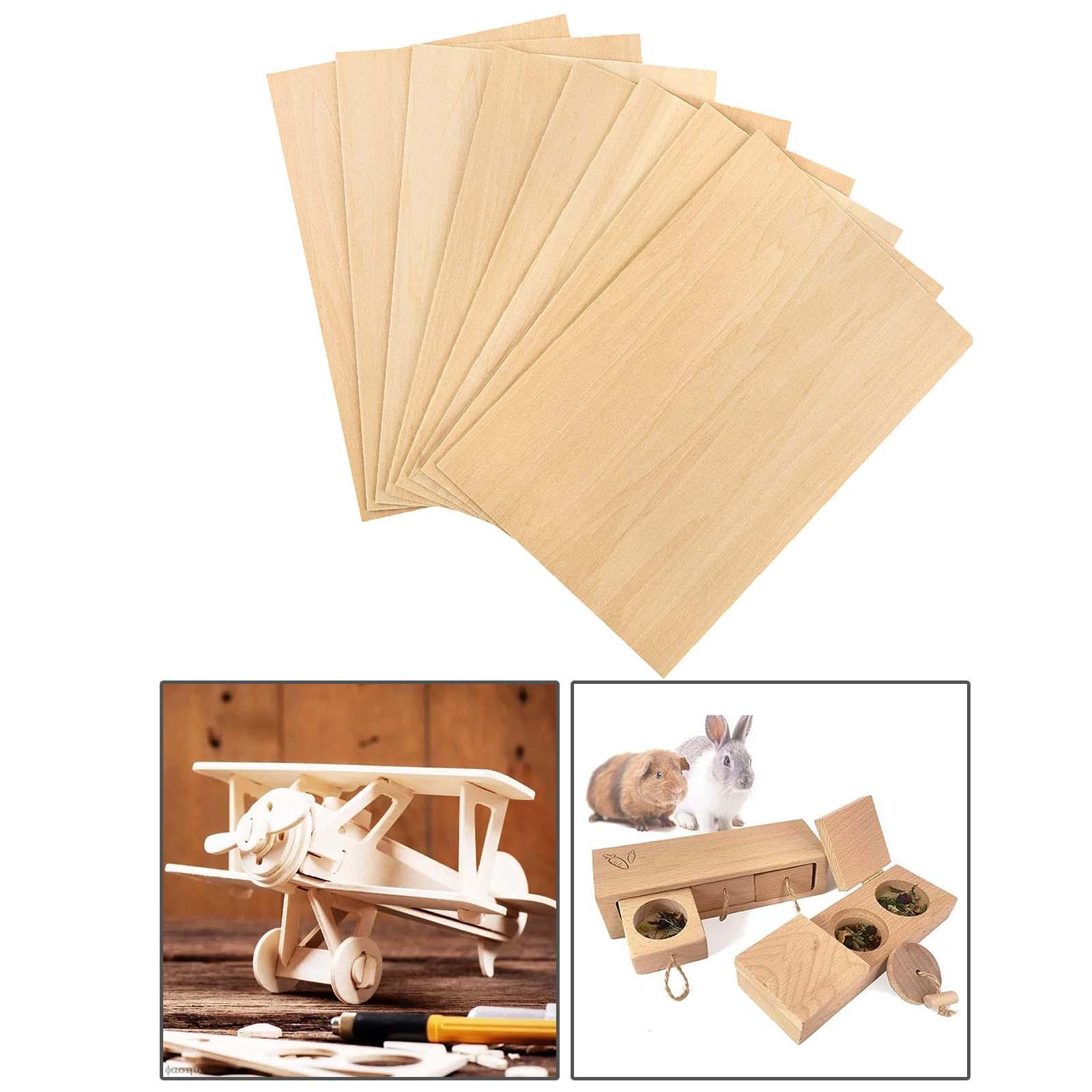 8x Unfinished Wooden Board, Wood Sheets Board, Thin Plywood Board, Wood Boards for Miniature Aircraft Mini House, DIY Project Making Plane Model