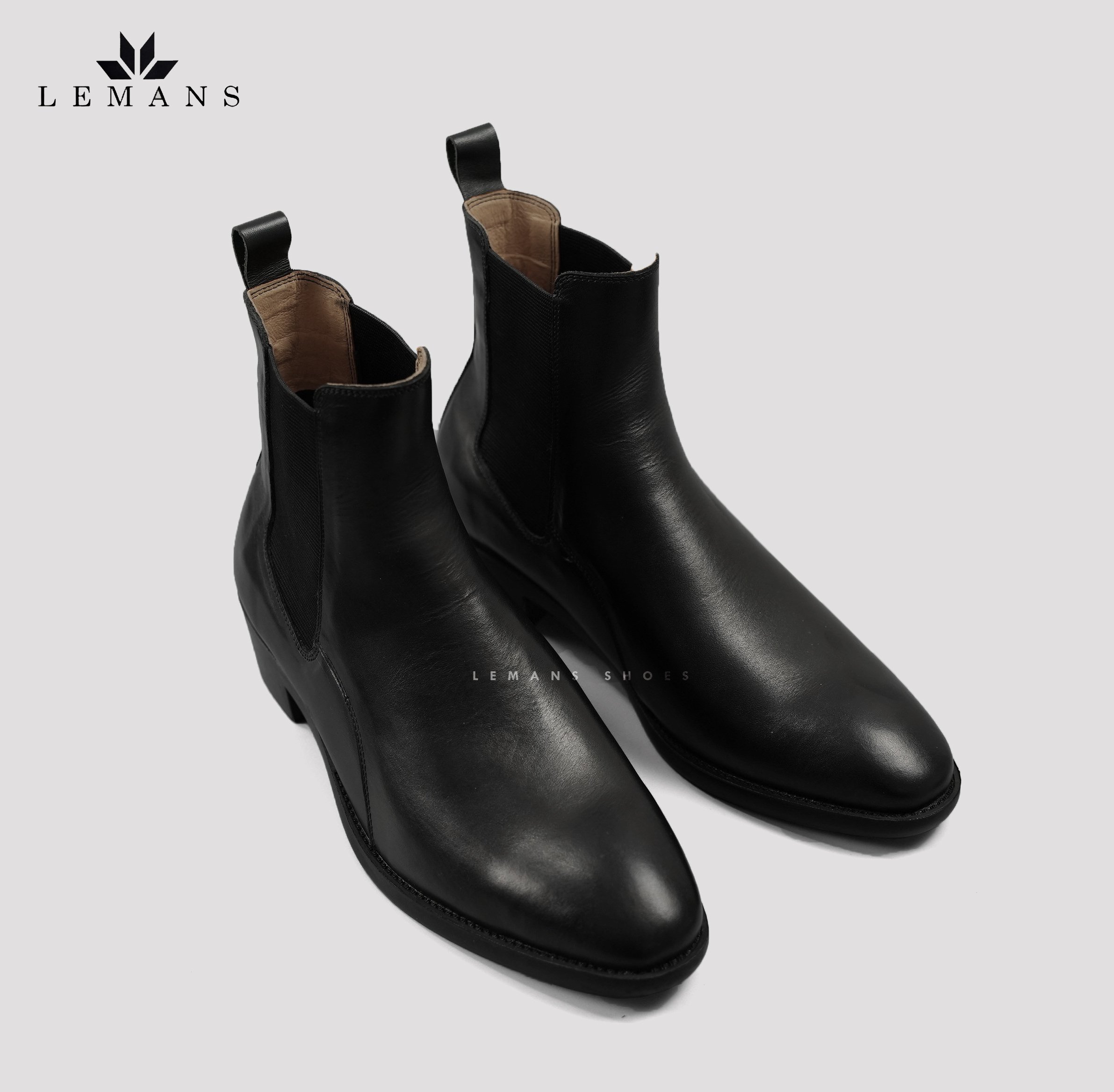 [CHELSEA CLASSIC] Giày da nhập khẩu Chelsea Boots LeMans CB04 mũi nhọn, tăng cao 5cm, bảo hành 12-24 tháng