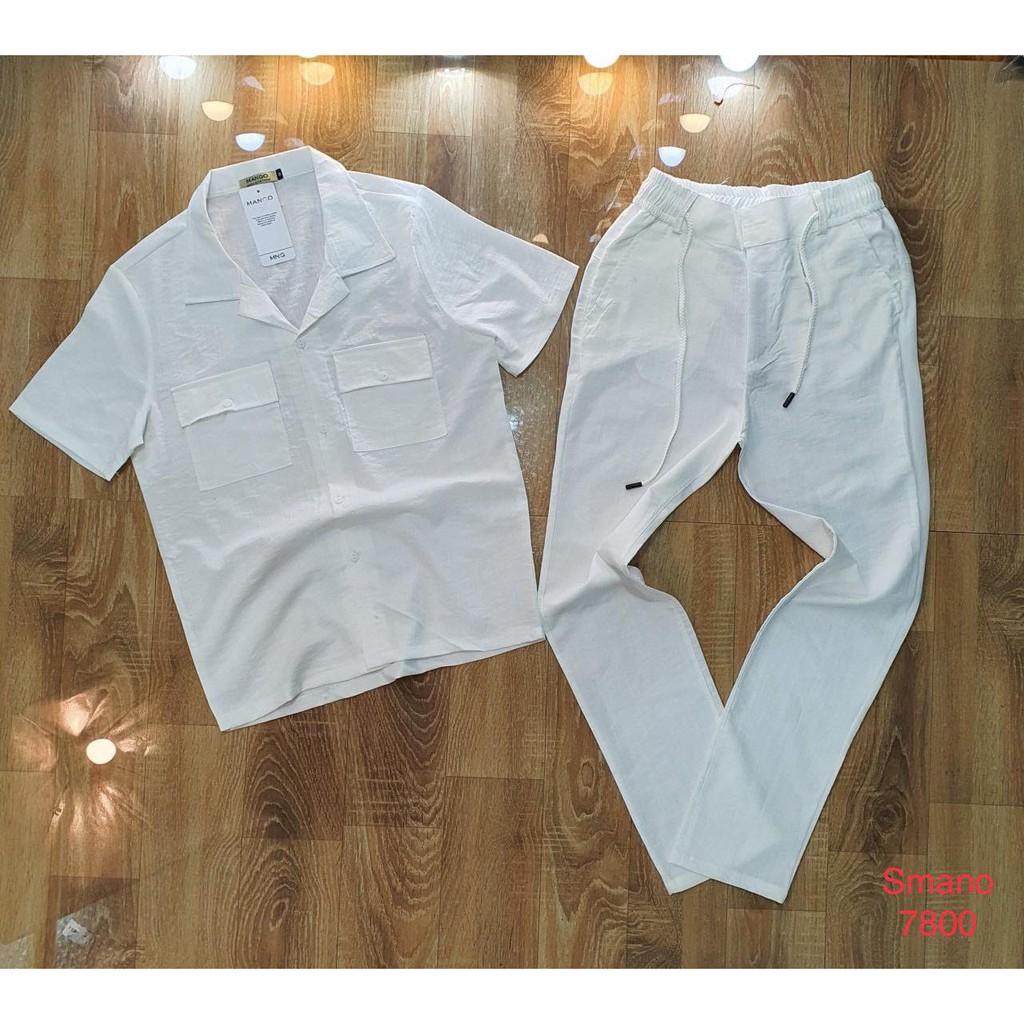 SET, BỘ ĐŨI QUẦN DÀI CỔ BẺ TRƠN TÚI NGỰC