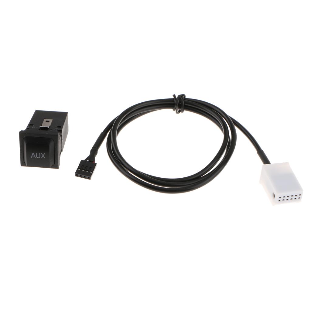 AUX Audio Cable + Switch Socket Black