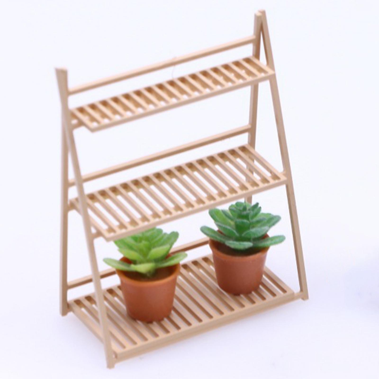 1:12 Scale Miniature Plant Stand, Dollhouse Furniture, Mini Display Shelf Dollhouse Accessories for Boys Girls Birthday Gifts