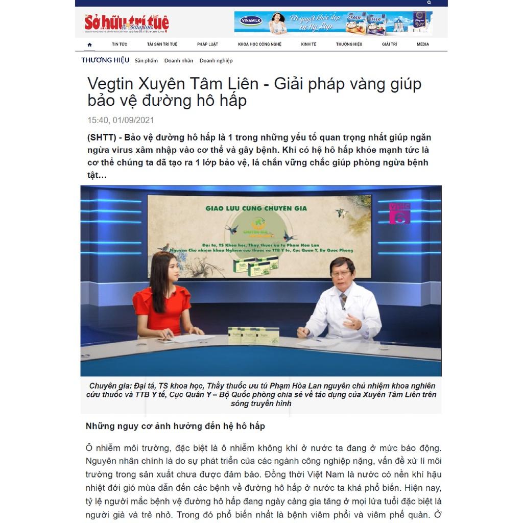 Viên uống giảm ho VEGTIN XUYÊN TÂM LIÊN - Hỗ trợ trị ho, giảm ho, tiêu đờm, đau họng, ngứa rát họng - Hiệu quả cao