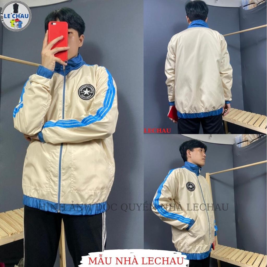 Áo khoác dù unisex form rộng in hình NGÔI SAO jacket nam nữ giá rẻ xịn xò ulzzang hottrend - Midside Đen XL &lt;60kg