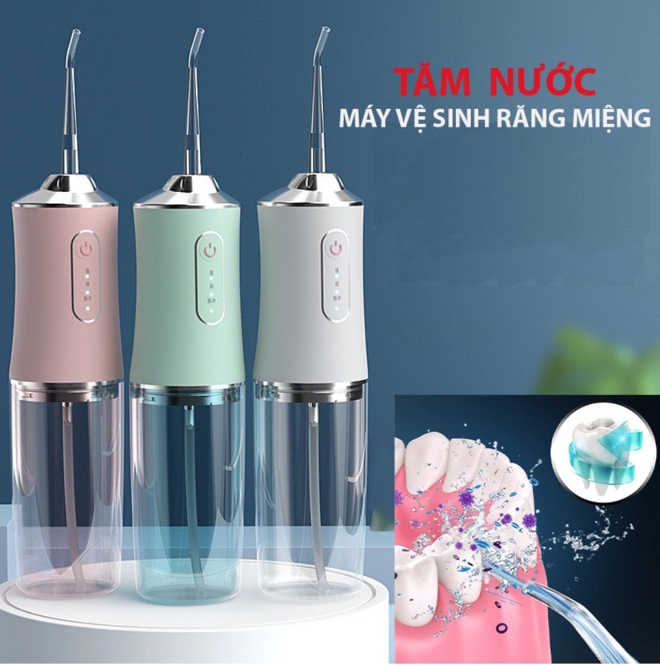 Máy tăm nước cầm tay tự động , dụng cụ vệ sinh răng miệng cộng nghệ Châu Âu với 3 chế độ xịt cao cấp