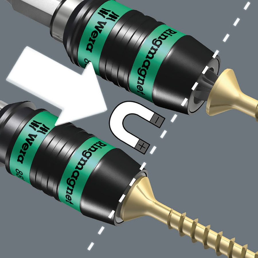 Đầu chuyển đa năng, 1/4"x57, 887/4 rr rapidaptor universal bit holder with ring magnet, Wera 05052490001