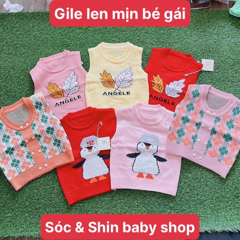 Áo gile len bé gái chất liệu len mềm mịn, hoạ tiết dễ thương bé nào cũng thích