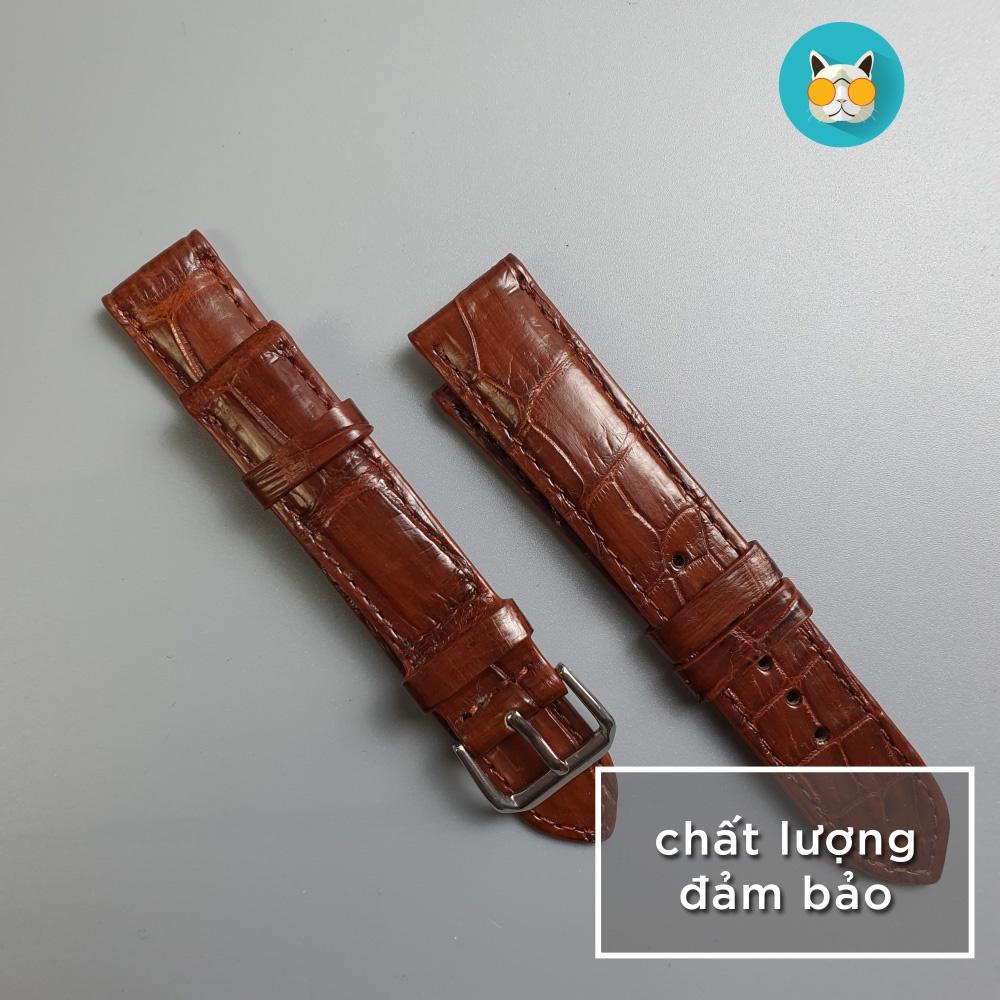 Dây đồng hồ da cá sấu AL107 – Nâu đỏ Size 20/ Size22