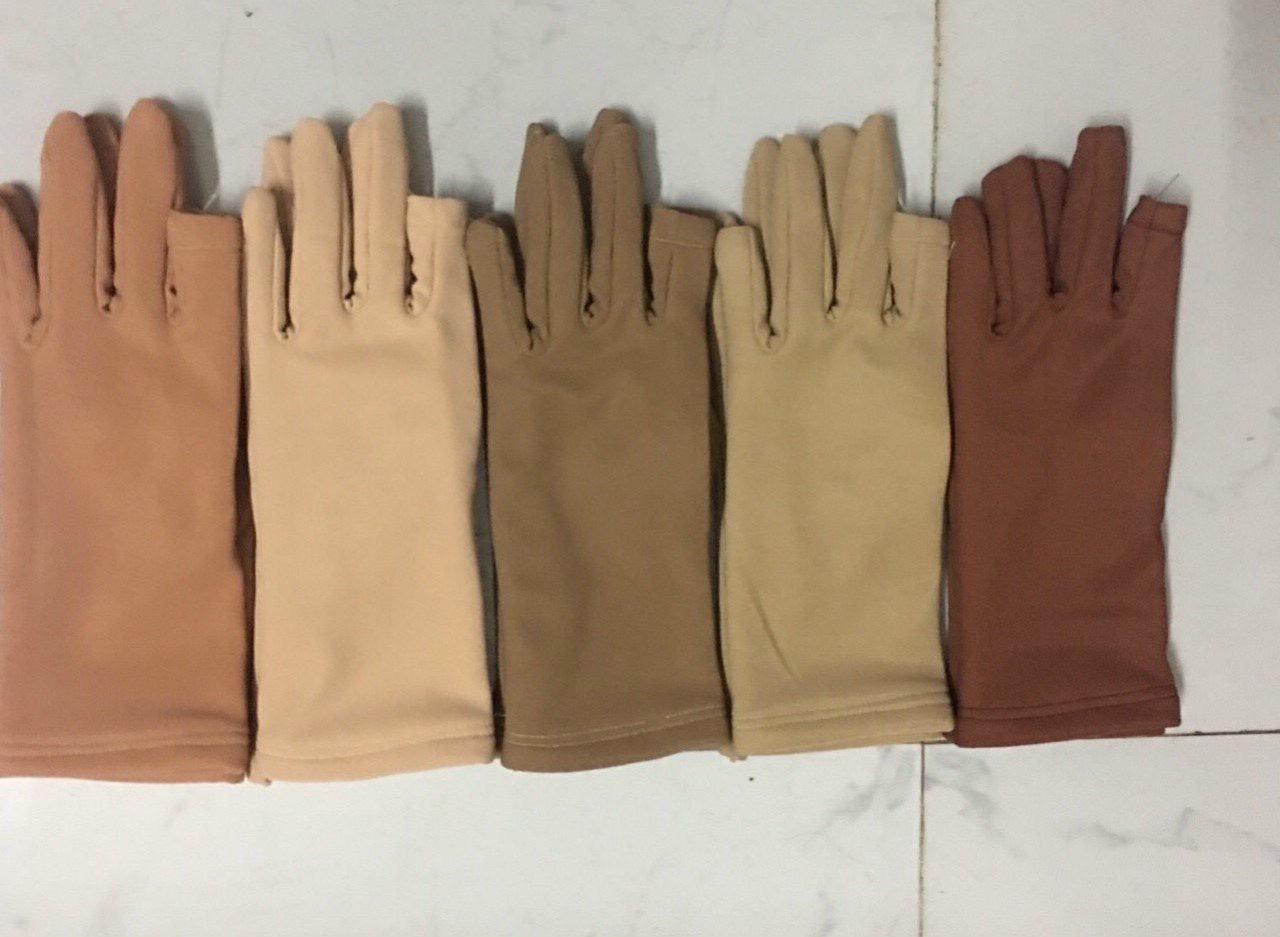 Bao tay găng tay Nữ chất liệu vải cotton hở 2 ngón chống nắng giữ ấm lái xe, sử dụng điện thoại - B02