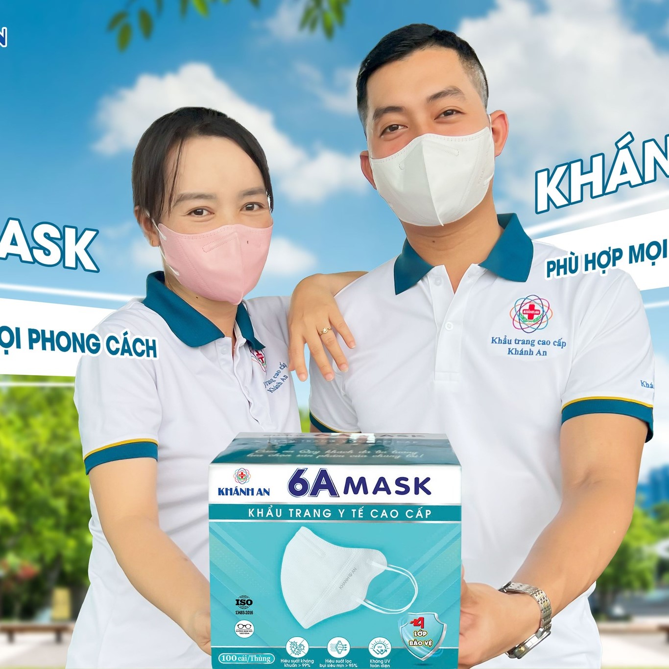 Khẩu trang y tế 6A Mask Khánh An hộp 100 cái kháng khuẩn ngăn bụi mịn, hỗ trợ chống nắng hiệu quả