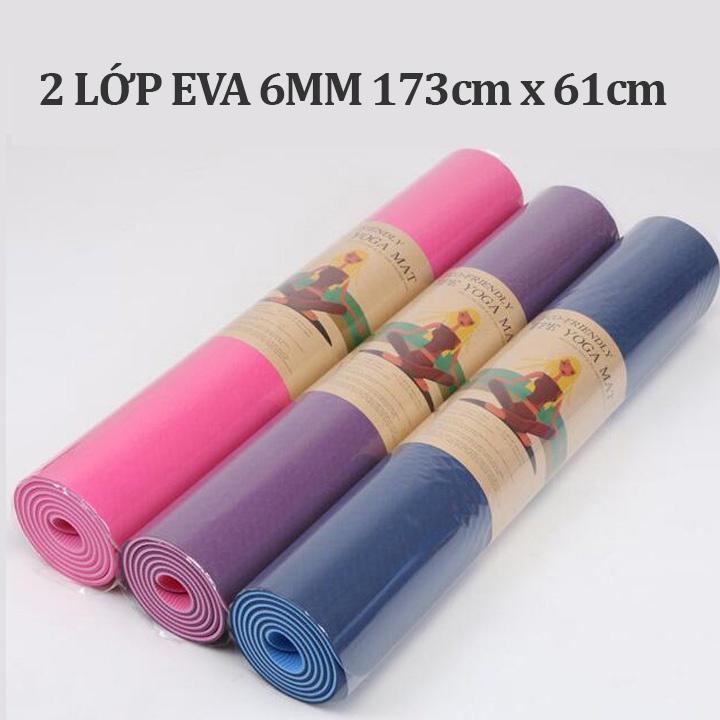 Thảm yoga Cao su VN - EVA 1 lớp 2 lớp 6mm chống trượt Độ bám cao TT5  Shalla {CHỐNG TRƯỢT