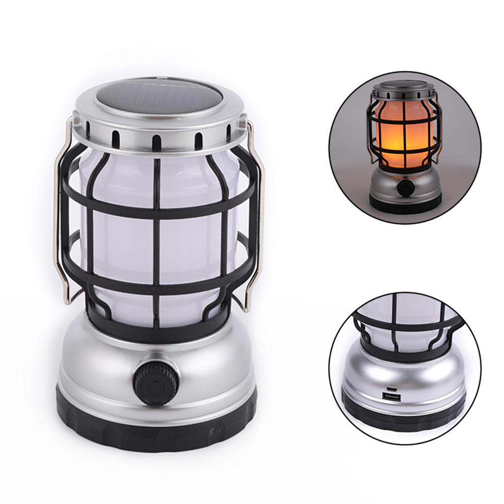 Solar Camping Lantern Phone Charger Waterproof Hanging Lamp Lighting