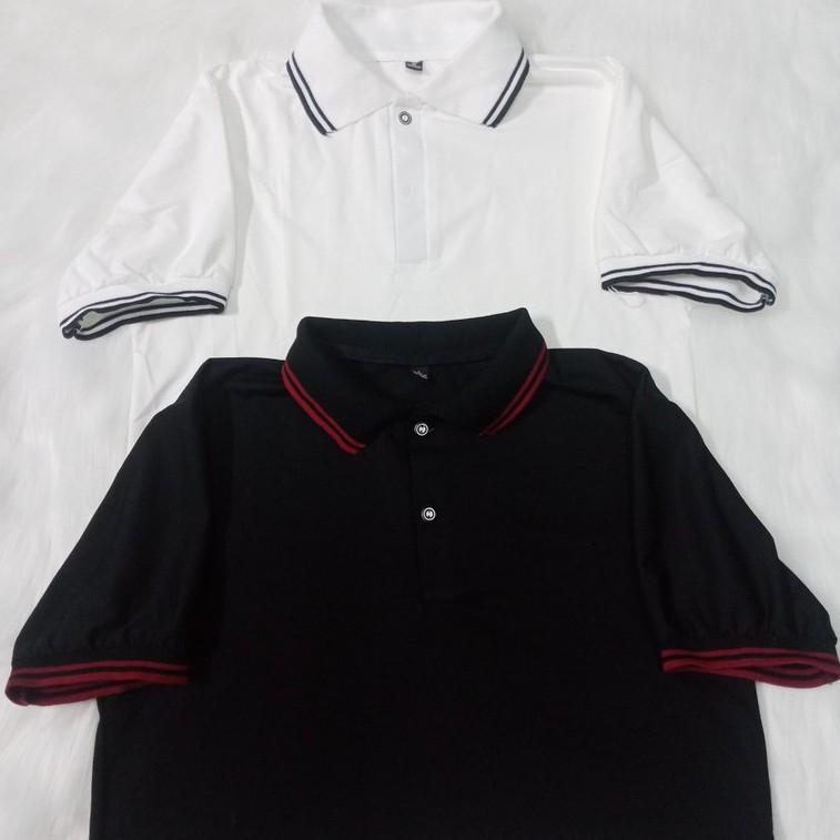 Áo Thun Nam, nữ unisex Polo Cổ Bẻ Phối Bo Sọc Đẹp Sang Trọng Đẳng Cấp (Trắng + đen)