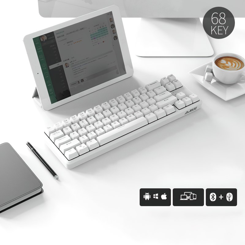 Bàn Phím Cơ mini không dây Bluetooth Ajazz K680 White - hàng nhập khẩu