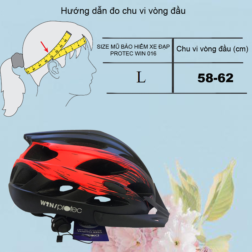 Mũ bảo hiểm xe đạp thể thao Protec Win 016, nón bảo hiểm xe đạp tiêu chuẩn Châu Âu, an toàn, thời trang