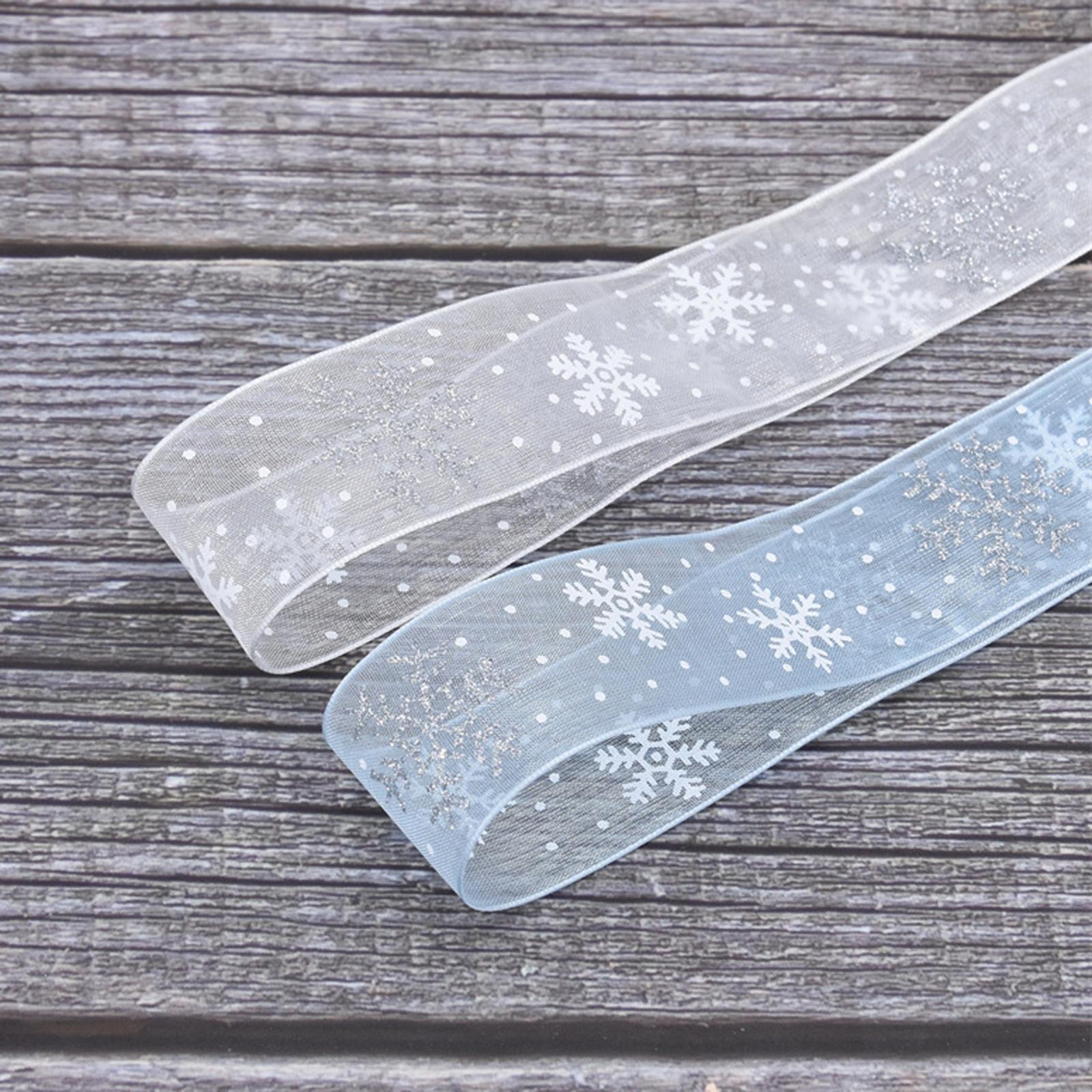 Christmas Tree Ribbon, Snowflake Ribbon Christmas Xmas Tree Decor, Christmas Snowflakes Printed Ribbon for Garlands ,