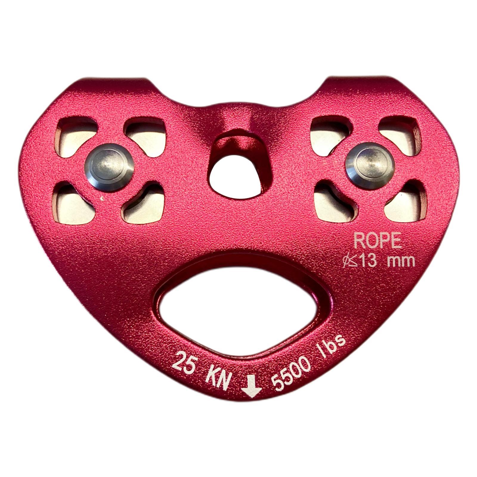 25KN Double Trolley Pulley Aluminum Zip Line Rock Climbing Mountaineering Tandem Pulley with Ball Bearing