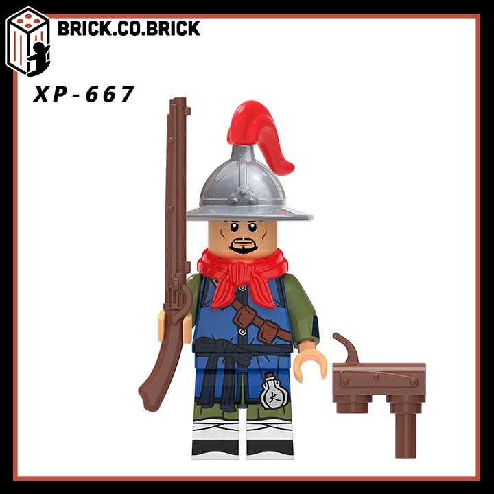 Nhân vật Đồ Chơi Lắp Ráp Lính Quân đội nhà Minh Minifig Trung cổ kèm Phụ kiện Ming Dynasty KT1090