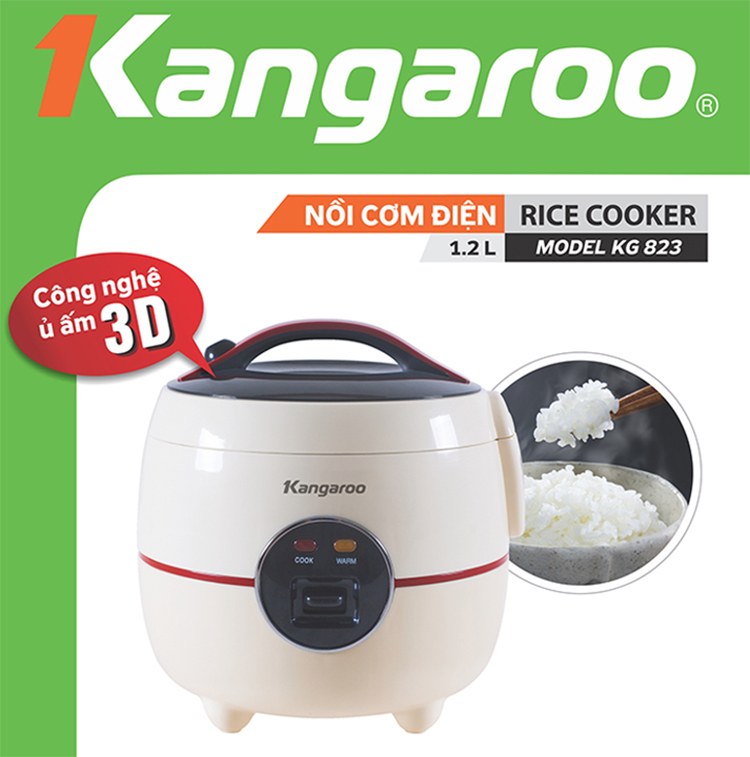 Nồi Cơm Điện Kangaroo KG823 (1.2 Lít) - Hàng chính hãng