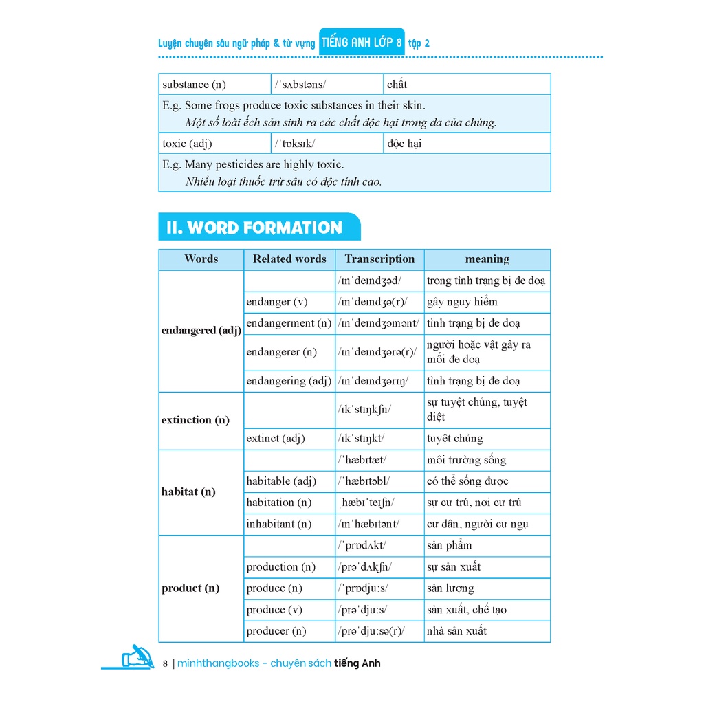Sách - GLOBAL SUCCESS - Luyện chuyên sâu ngữ pháp và từ vựng tiếng anh lớp 8 tập 2 - MT