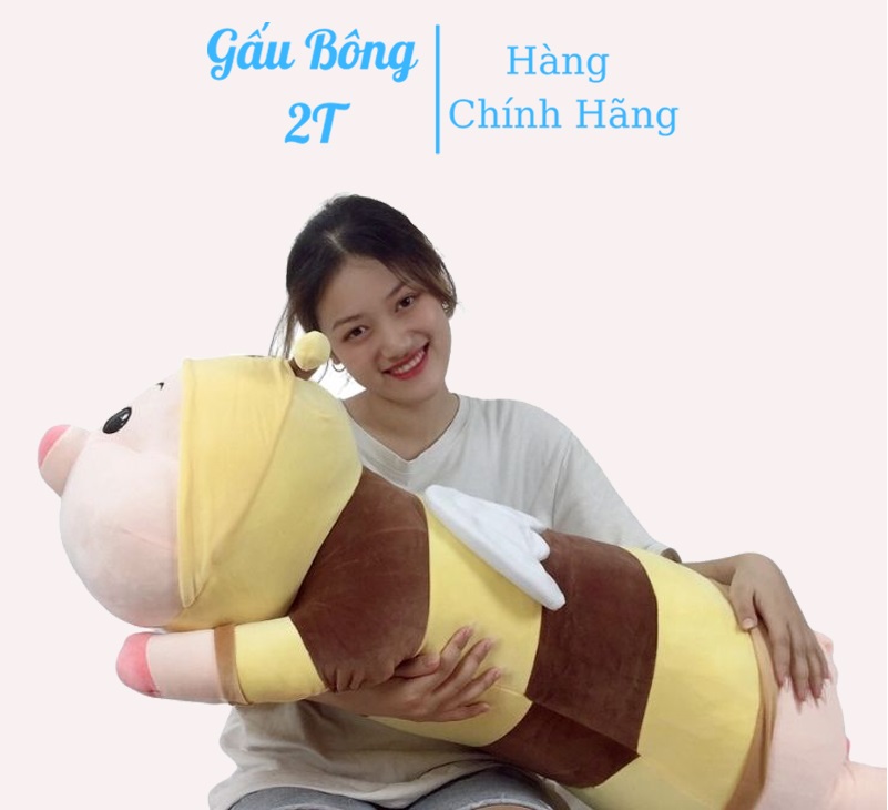 Gấu Bông Heo-Gấu Bông Heo Cosplay Ong Vàng-Gấu Bông 2T-Thú Bông, Gối Ôm,  Đồ Chơi Cho Bé, Vải Nhung Co Giãn Mềm Mịn Bông Gòn Cao Cấp Đầy Đặn