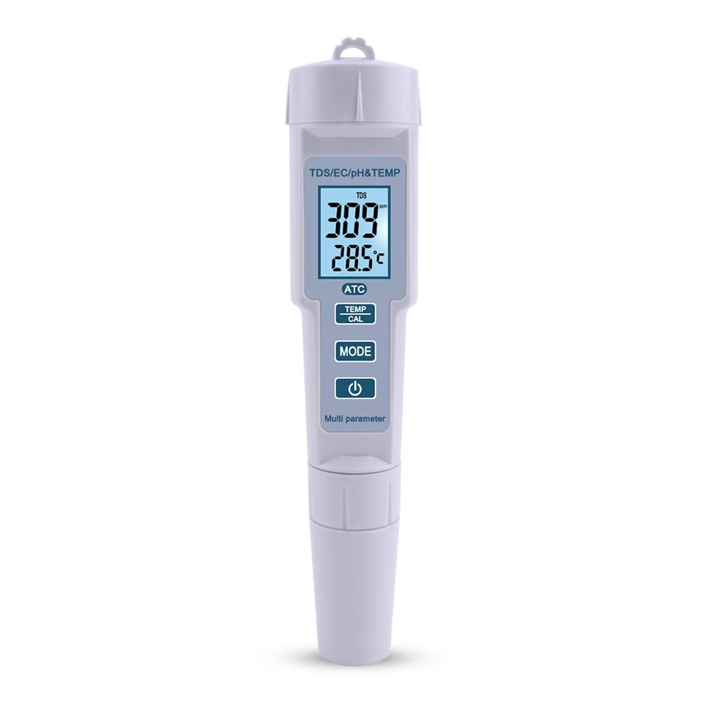 4 in 1 PH/EC/TDS/Temp Meter Water Quality Test Meter High Accuracy Measurement Range LCD Display Measure Tool for