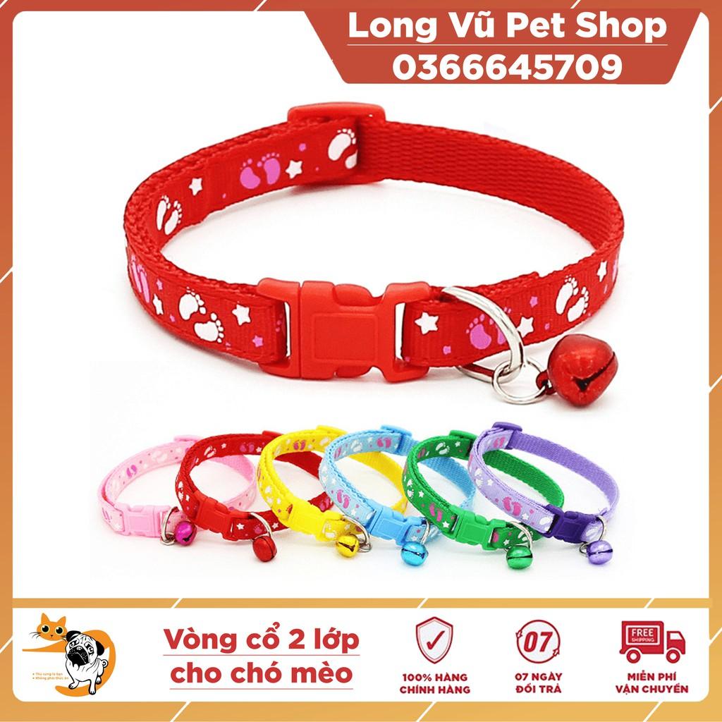 VÒNG CỔ 2 LỚP CÓ CHUÔNG CHO CHÓ MÈO RỘNG 1CM NHIỀU HỌA TIẾT