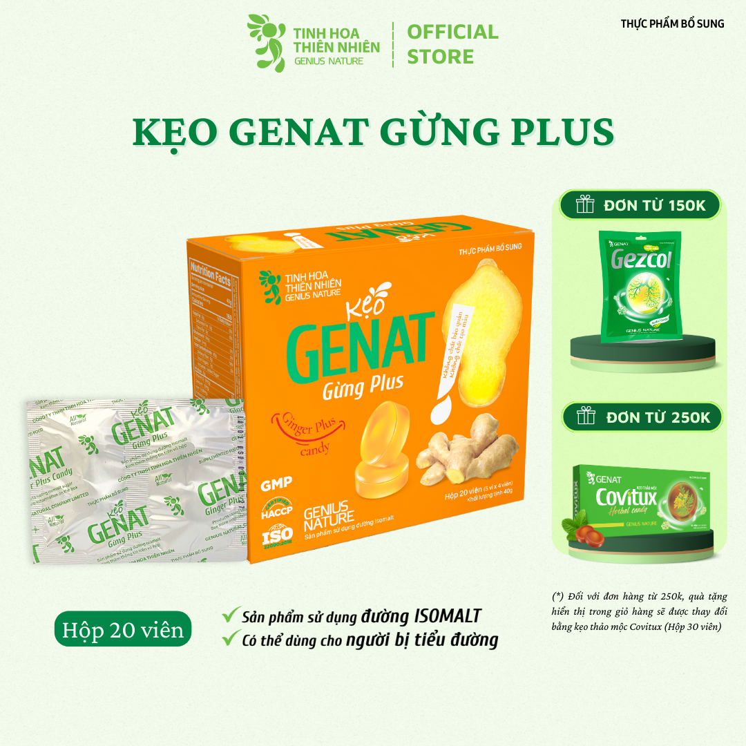 Kẹo Genat Gừng Plus - Isomalt sugar (Hộp 20 viên)