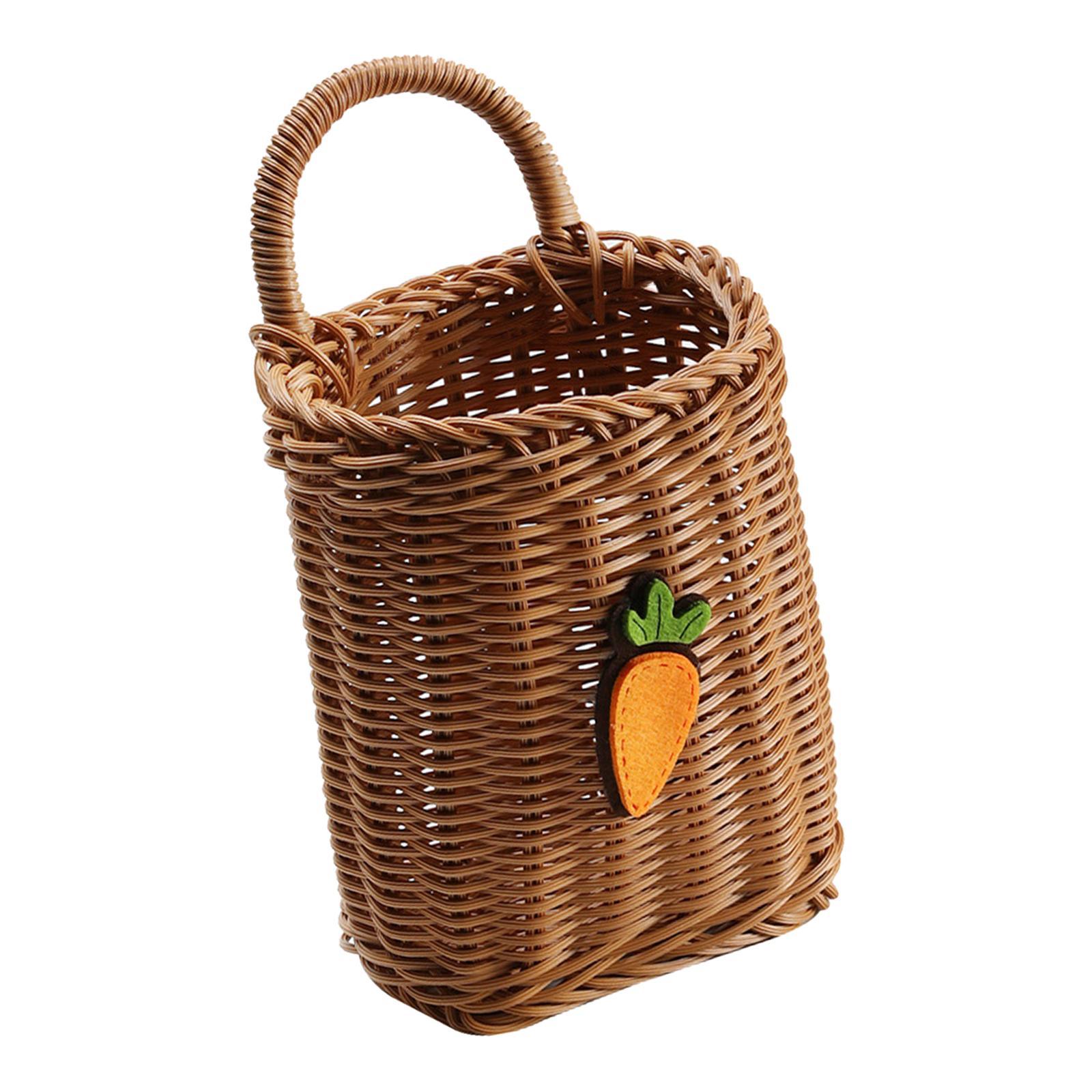 Wall Hanging Basket Holder Decorative Toiletries Sundries Home Vegetables Cabinet with Handle Bathroom Key Balcony Kitchen Woven Wall Basket