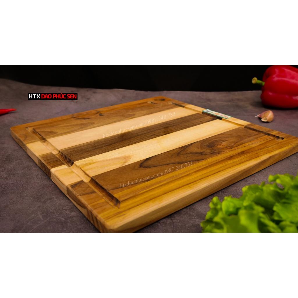 Thớt Gỗ Teak Cao Cấp - Cắt Thái, Trang Trí - 28x28x1,4cm - VRL01 | HTX DAO PHÚC SEN