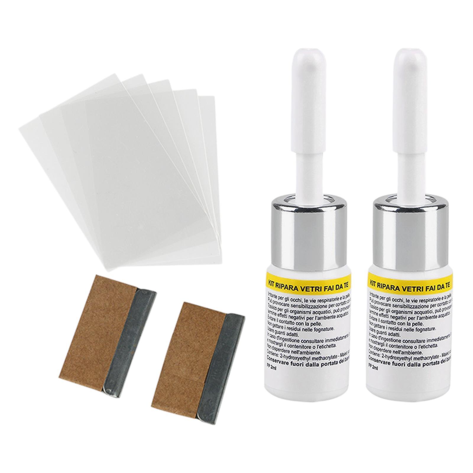 2x2Pcs Automotive Glass Repair Fluid Windshield Resin Crack Tool DIY Car Fix White