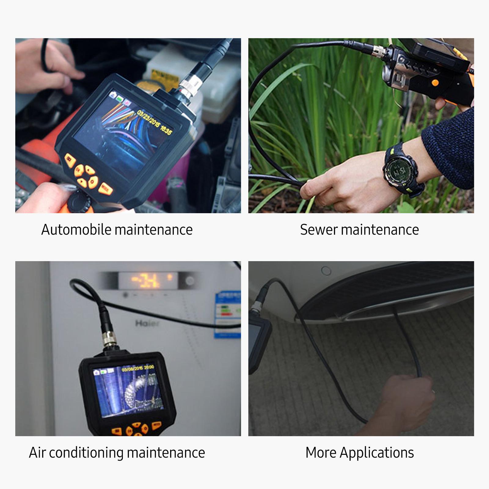 Handheld Industrial Endoscope with Single Lens 4.7-Inch IPS Display 100W Pixel Electronic Camera Video Picture Taking 6 LED Lights 3.0-Meter Cable for Pipeline Vehicle Inspection