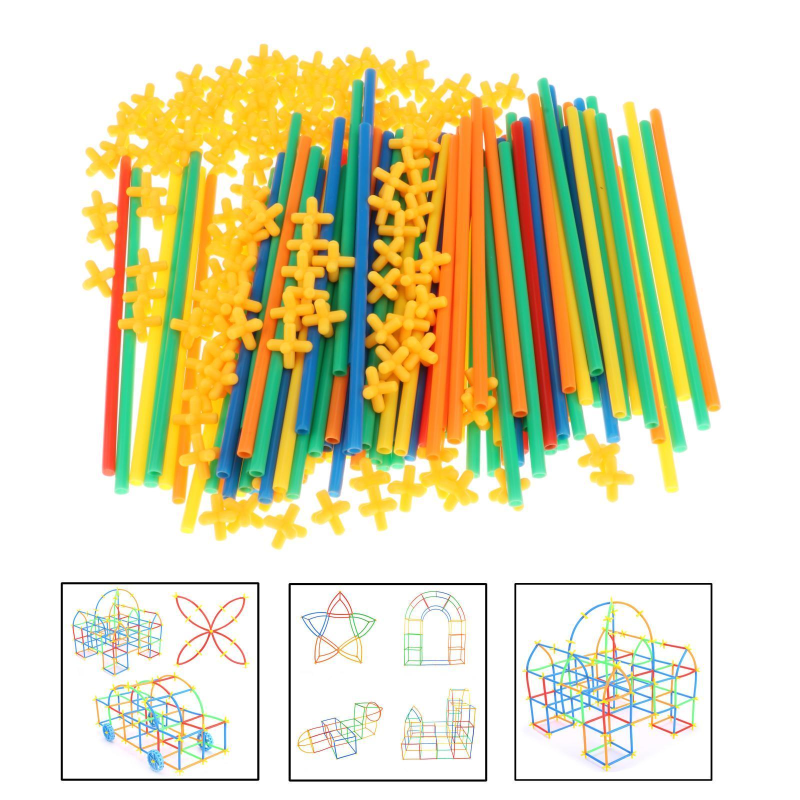 Straw Constructor Kit Fort Toy Block Joint Kids Gift for Boys Girls 200pcs
