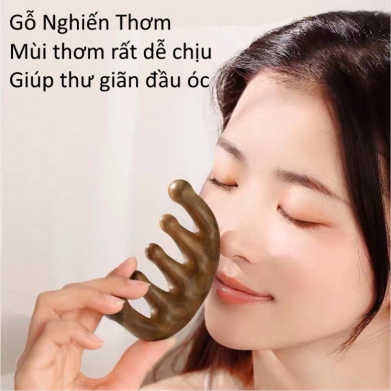 Lược Gỗ Đàn Hương Massage Da Đầu, Cổ Vai Gáy