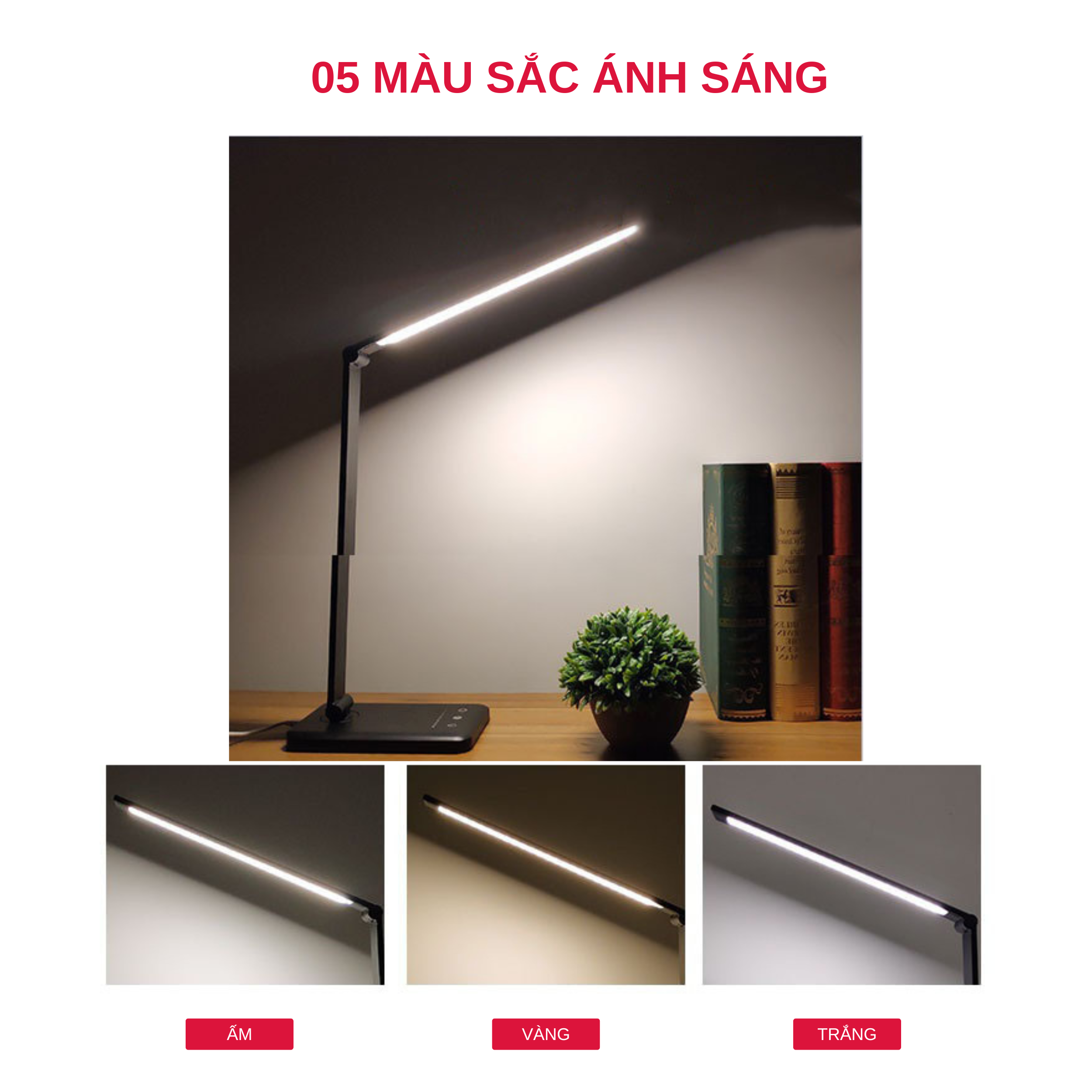 Đèn Bàn Học Đọc Sách, Làm Việc LED Chống Cận eLights, Cảm Ứng Chất Liệu Hợp Kim Nhôm Cao Cấp - Hàng Chính Hãng Tamayoko Model EK009A