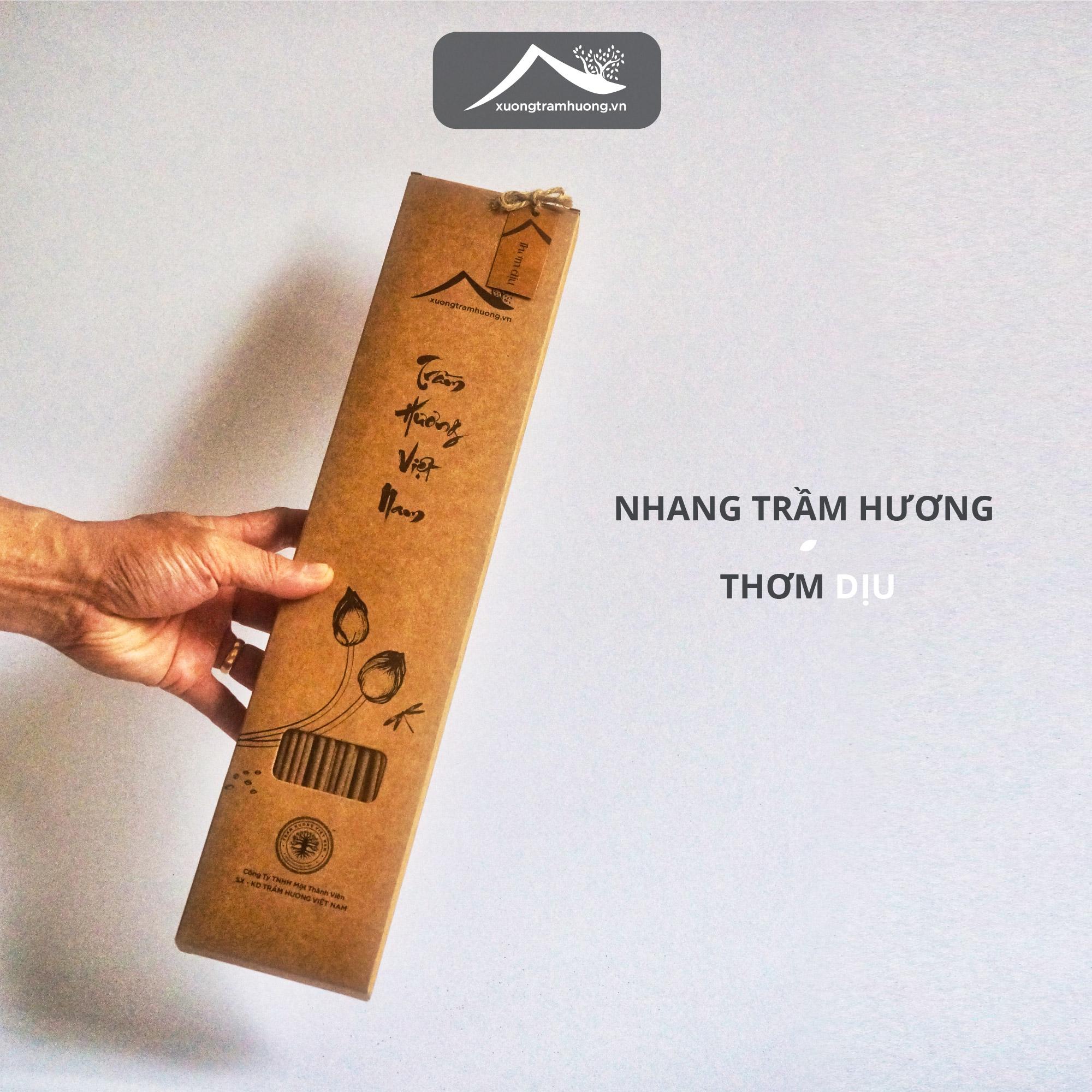 Nhang Trầm Hương Sạch Xưởng Trầm Hương Thơm Dịu/ Vừa/ Đậm Hộp 100 Cây Xông Nhà Tẩy Uế - 40cm