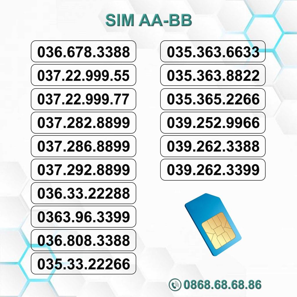 Sim Số Đẹp Dạng AA - BB Đầu 03, Sim Viettel Trả Trước, Giá Cực Rẻ, Hỗ Trợ Đăng Ký Chính Chủ-HÀNG CHÍNH HÃNG