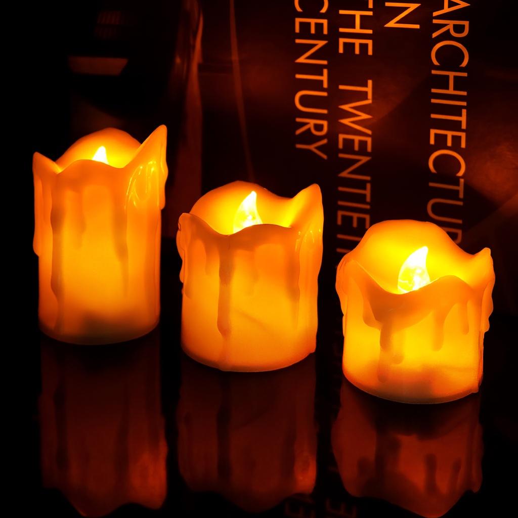 3pcs Flameless Battery Operated Flickering Candles Realistic and Bright Flickering Bulb Battery Operated Flameless ELEN