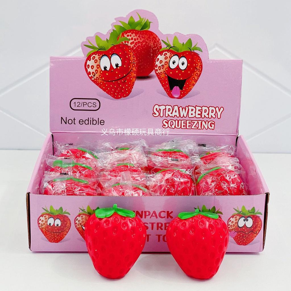 Squishy Mochi hình QUẢ DÂU TÂY ĐỎ mềm mịn dễ thương chân thực giảm stress co dãn đàn hồi ngộ nghĩnh bóp giải trí