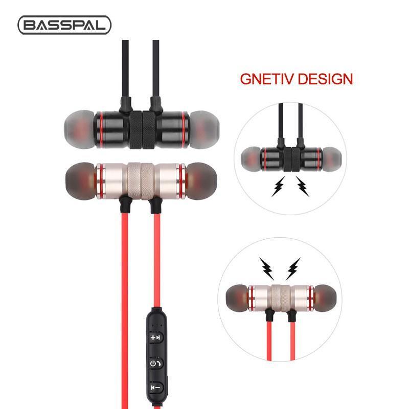 Tai nghe bluetooth Basspal XT6 thiết kế nam châm thể thao kèm mic