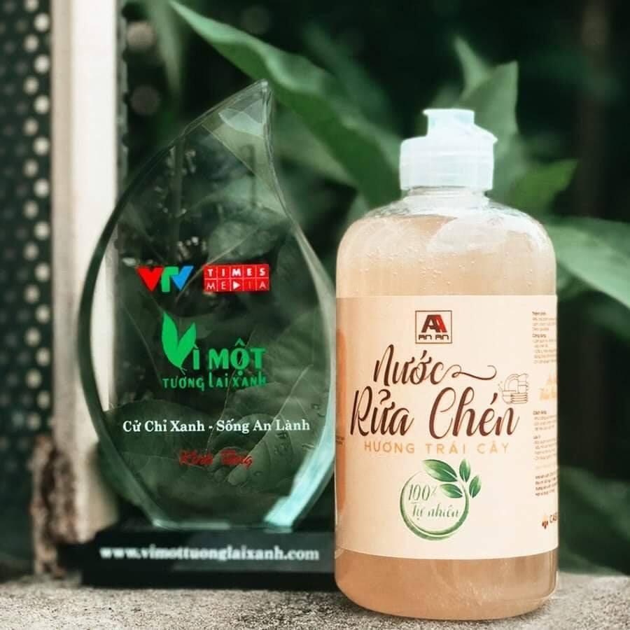 Nước rửa chén hữu cơ bồ hòn, Rửa Bát An An 500ml, không chất tẩy rửa an toàn mọi da tay