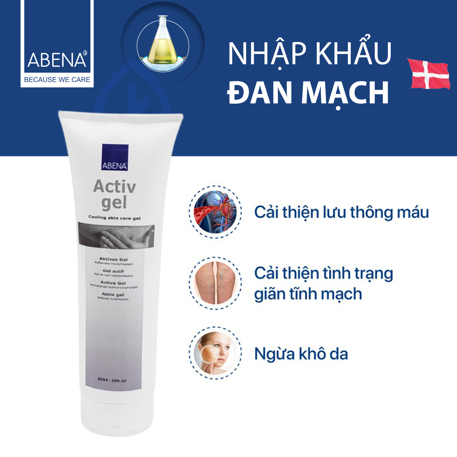 Gel xoa bóp lạnh giảm đau cơ Abena ActivGel - Nhập khẩu Đan Mạch