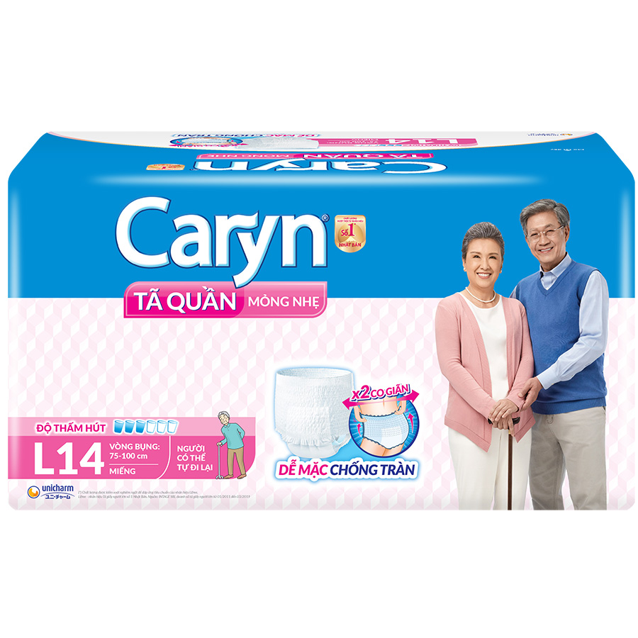 Tã Quần Mỏng Nhẹ Caryn Gói Siêu Lớn L14