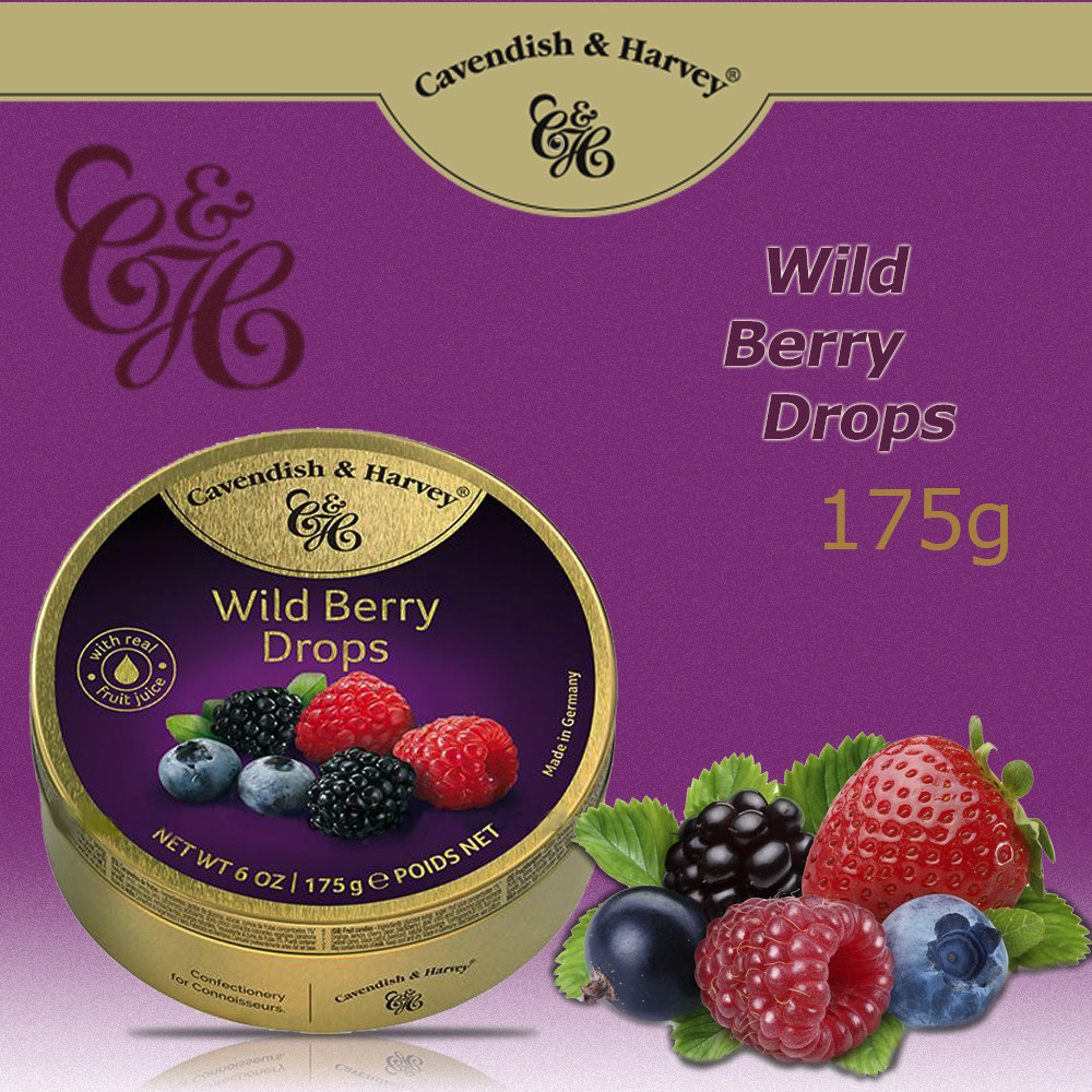 Combo 2 hộp Kẹo trái cây Cavendish &amp; Harvey vị Wild Berry Drops hộp 175gr