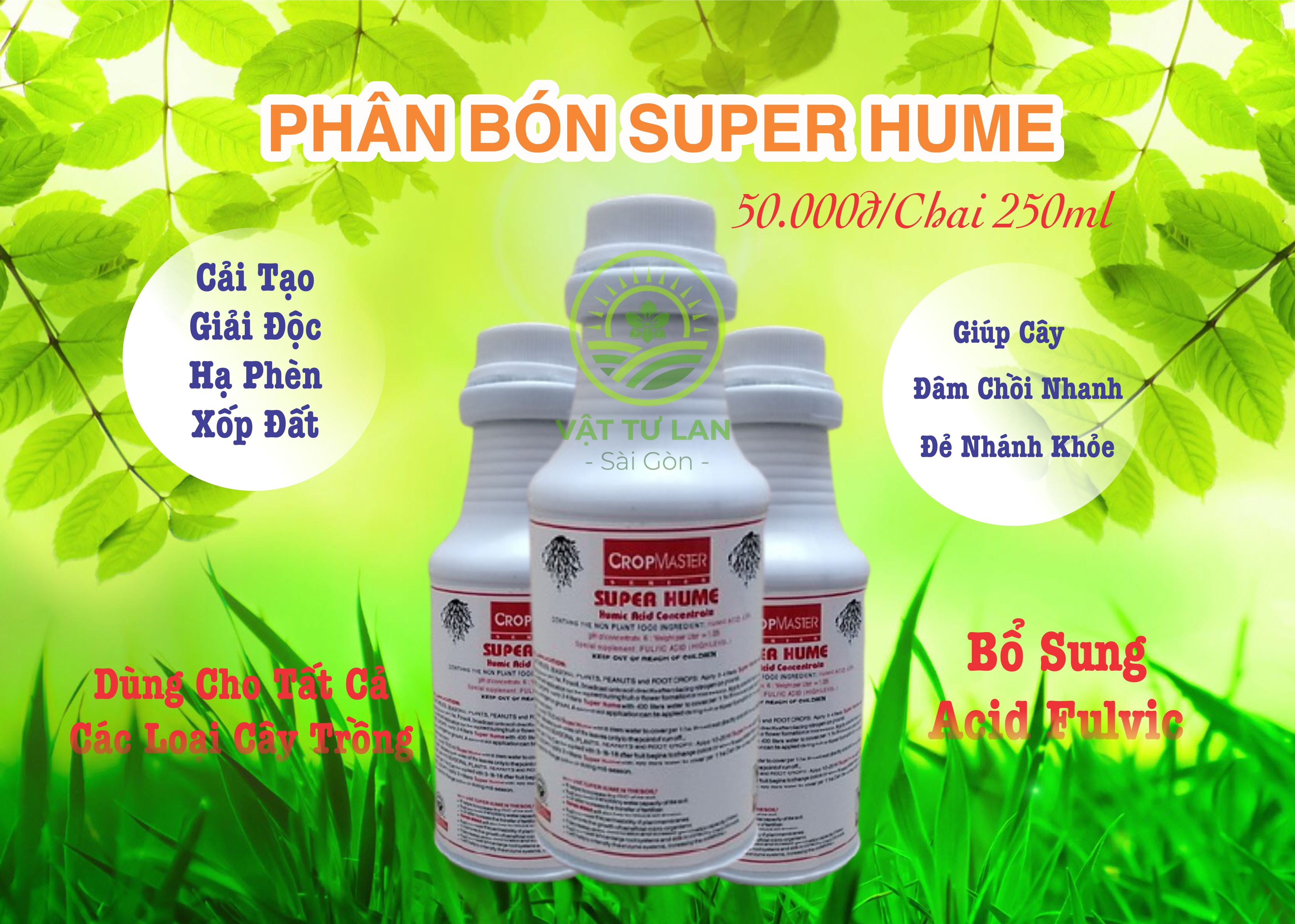 Phân bón lá sinh học SUPER HUME giải độc cây trồng, phát triển bộ rễ