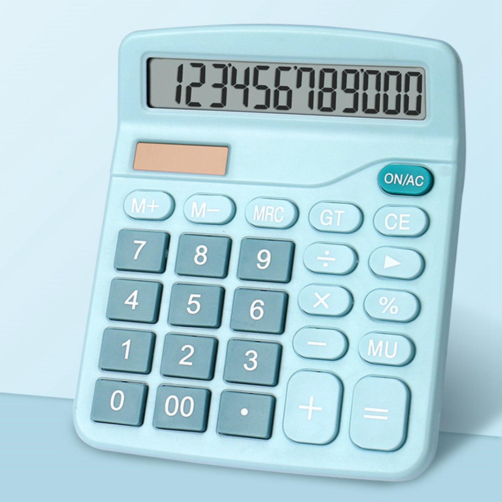 12-Digit Solar Battery Office Calculator with Large LCD Display Big Sensitive Button, Dual Power Desktop Calculators