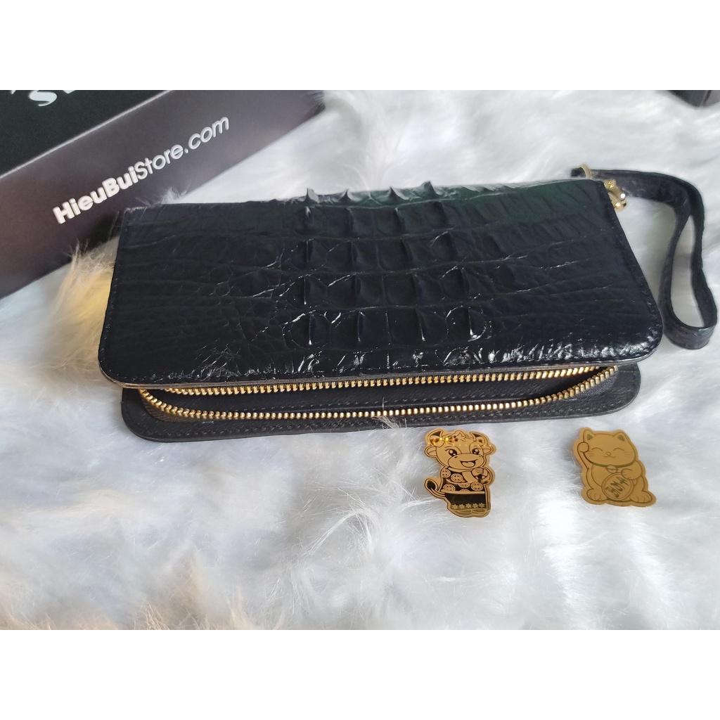 Ví Cầm Tay 1 Khóa Clutch Da Cá Sấu Cao Cấp Màu Đen