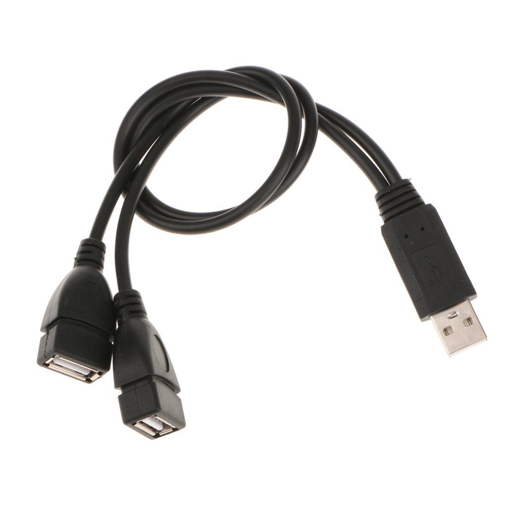 2Pieces USB 2.0 A Male to 2 Dual USB Female Charger Cable Cord Adapter