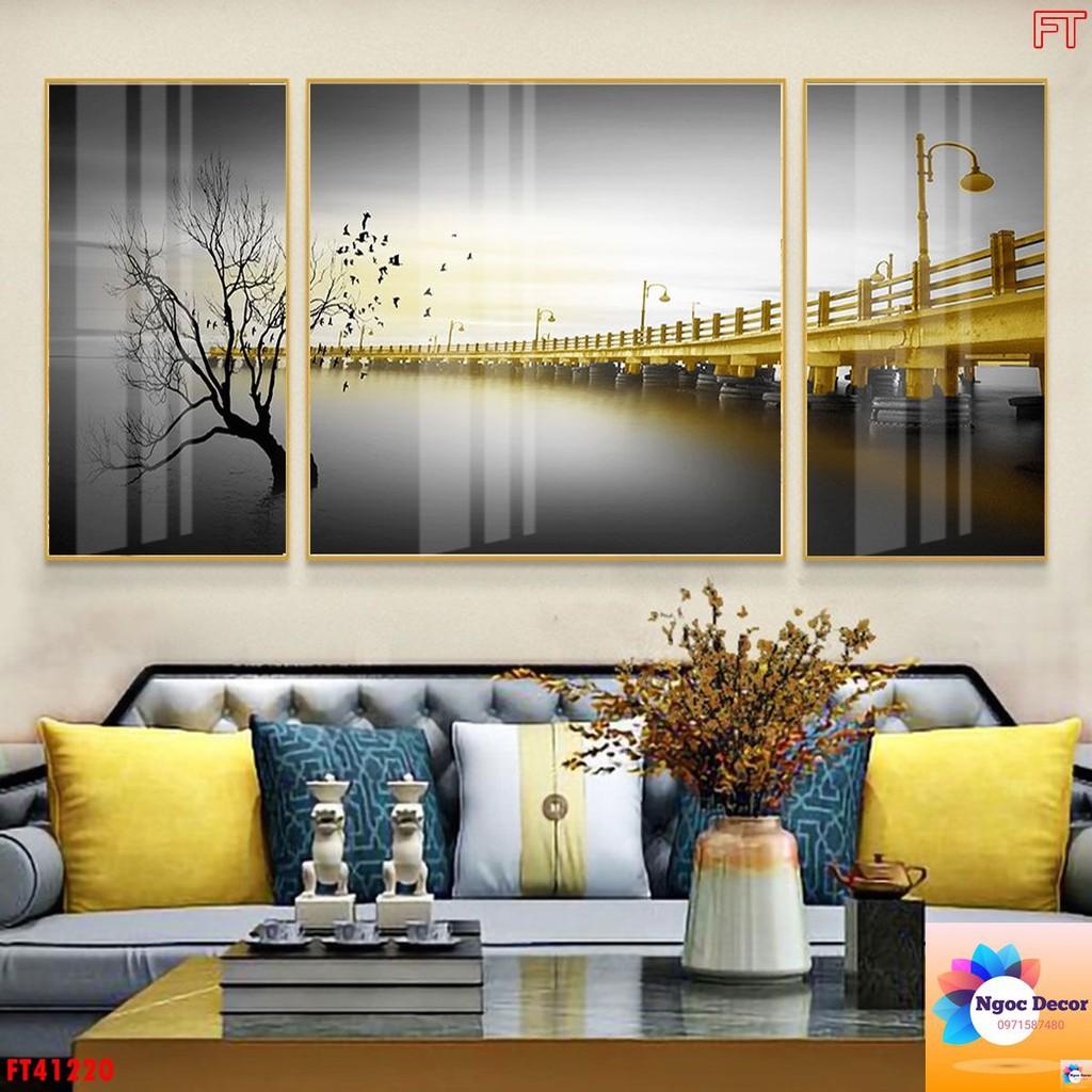 Combo 3 tranh tráng gương cỡ đại treo phòng khách-tranh pha lê xịn sò